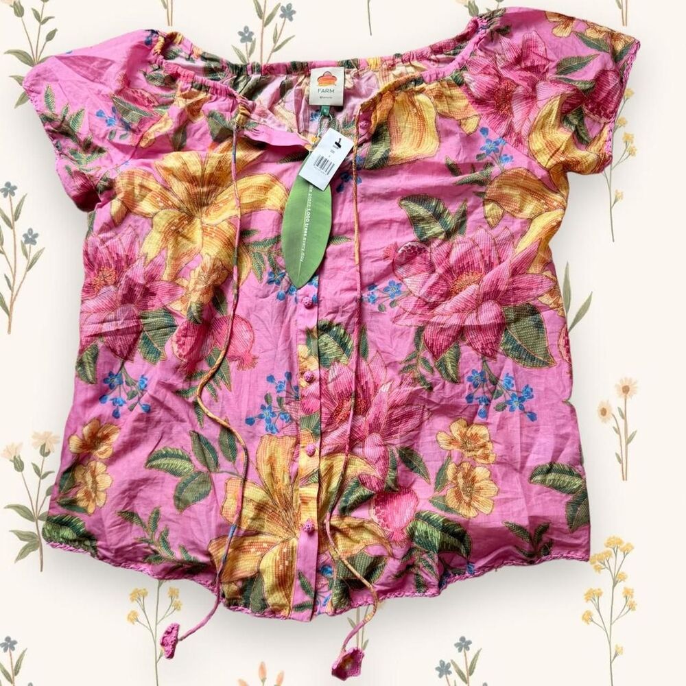 NWT Farm Rio Deadstock Pink Summer Fruit Mini Dress Vacation Gift size M